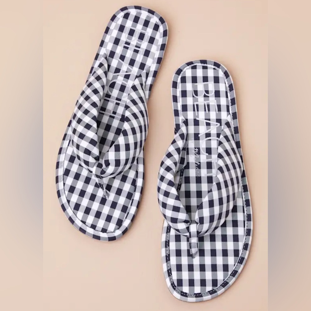 Matisse Beach Collection Navy Blue/White Gingham Slip On Sandals - Size 9 - Picture 4 of 10